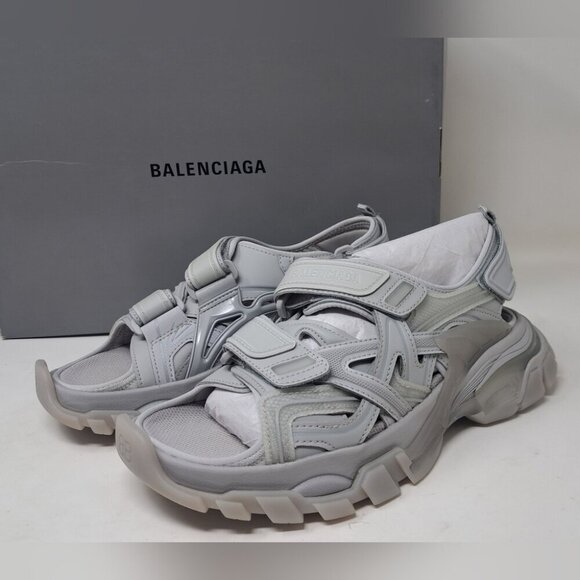 NIB Balenciaga Women's Track Sandal Clear Sole Gray Shoes 655948 7 US / 37 EU - Picture 1 of 16